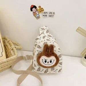 Labubu The Monsters Brown Theme Fuzzy Mini Bookbag Character Kawaii
